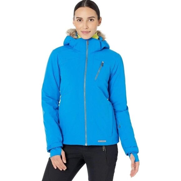 Spyder Skyline Insulated Ski Jacket in Collegiate Blue Women's Size M Fur Hooded - Picture 6 of 8